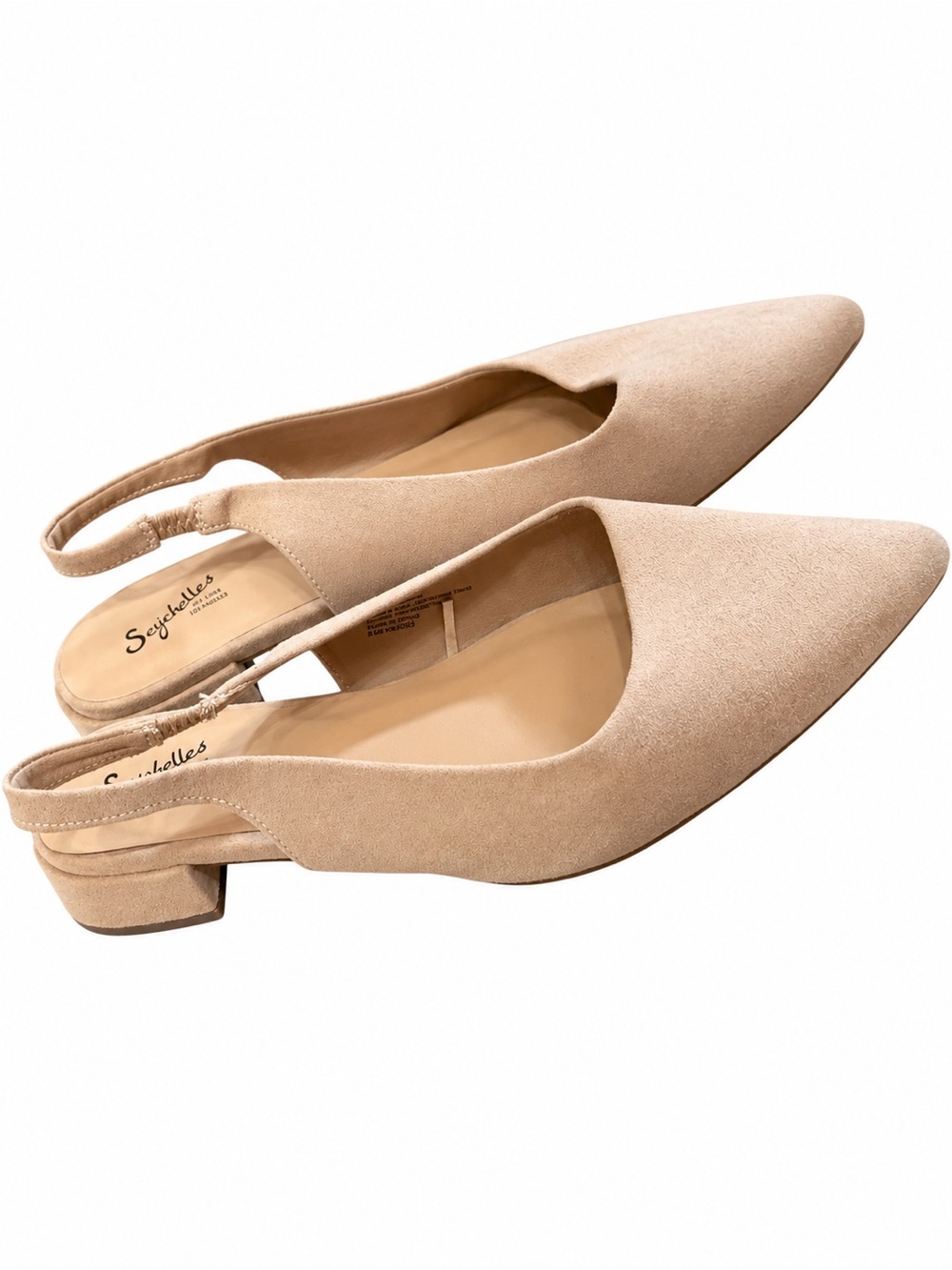 Seychelles Sloane Pointed Toe Slingback Flats Tan Nude Faux Suede 9W